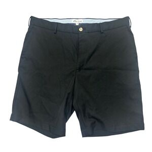 Peter Millar Mens Front Size 36 Black Golf Chino Shorts Flat Performance Outdoor